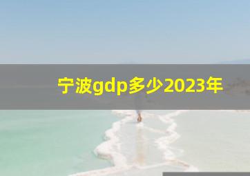 宁波gdp多少2023年