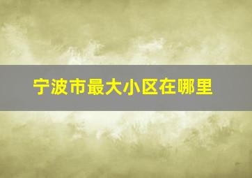 宁波市最大小区在哪里