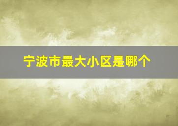 宁波市最大小区是哪个