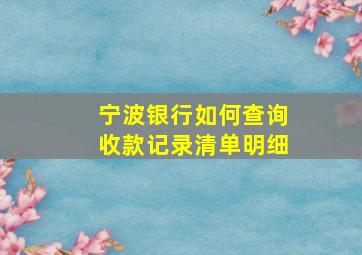 宁波银行如何查询收款记录清单明细