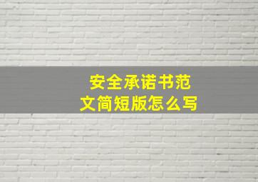 安全承诺书范文简短版怎么写