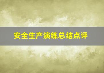 安全生产演练总结点评