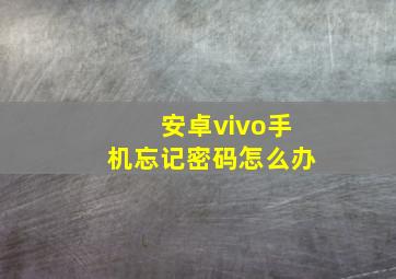 安卓vivo手机忘记密码怎么办