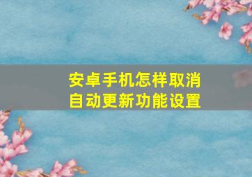 安卓手机怎样取消自动更新功能设置