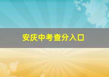 安庆中考查分入口