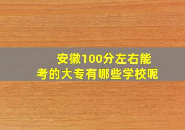 安徽100分左右能考的大专有哪些学校呢