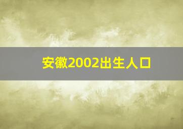 安徽2002出生人口