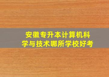 安徽专升本计算机科学与技术哪所学校好考