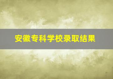 安徽专科学校录取结果