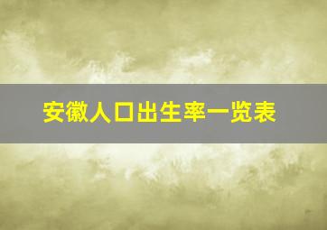 安徽人口出生率一览表