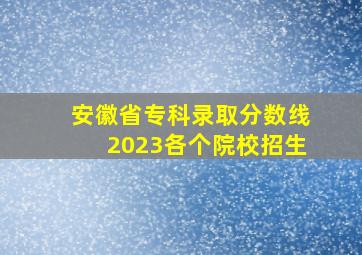 安徽省专科录取分数线2023各个院校招生