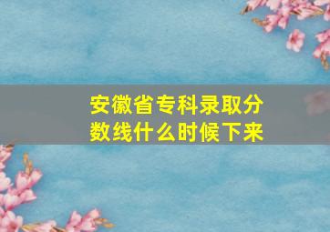 安徽省专科录取分数线什么时候下来