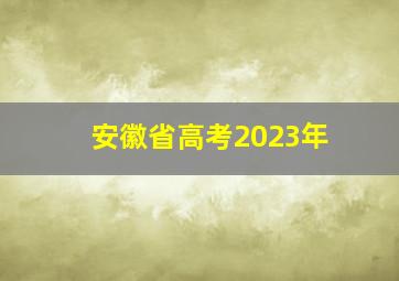 安徽省高考2023年