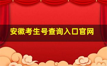 安徽考生号查询入口官网