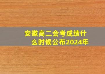 安徽高二会考成绩什么时候公布2024年