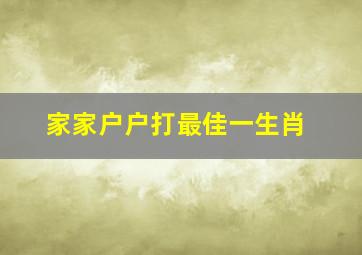 家家户户打最佳一生肖