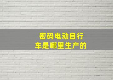 密码电动自行车是哪里生产的