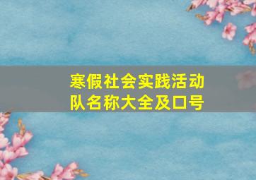 寒假社会实践活动队名称大全及口号