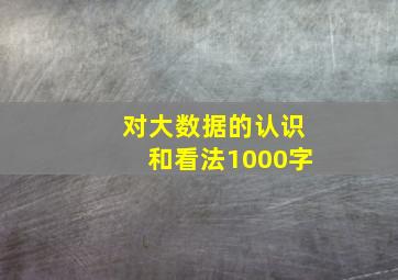 对大数据的认识和看法1000字