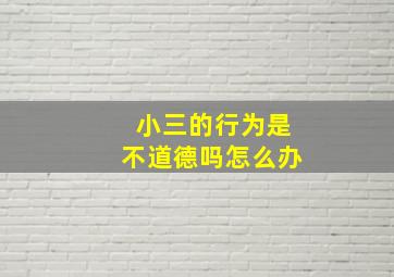 小三的行为是不道德吗怎么办