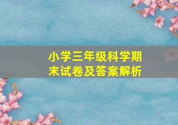 小学三年级科学期末试卷及答案解析