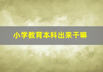 小学教育本科出来干嘛