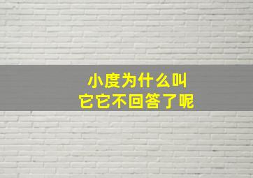 小度为什么叫它它不回答了呢