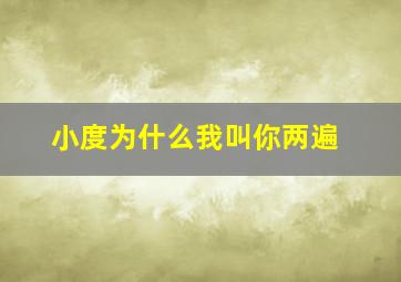 小度为什么我叫你两遍