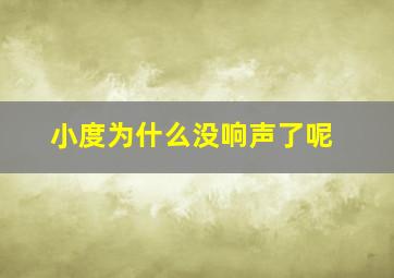 小度为什么没响声了呢