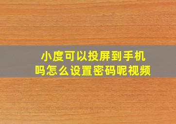 小度可以投屏到手机吗怎么设置密码呢视频