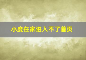 小度在家进入不了首页