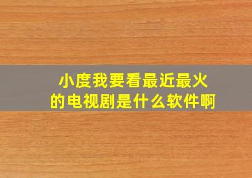 小度我要看最近最火的电视剧是什么软件啊