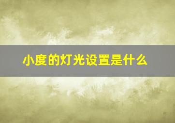 小度的灯光设置是什么