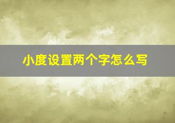 小度设置两个字怎么写