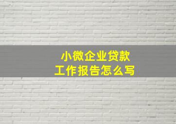 小微企业贷款工作报告怎么写