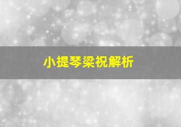 小提琴梁祝解析