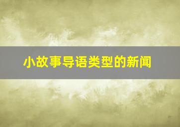 小故事导语类型的新闻