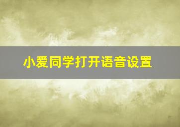 小爱同学打开语音设置