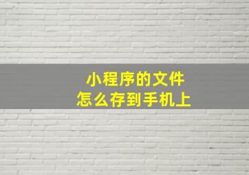 小程序的文件怎么存到手机上