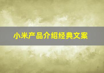 小米产品介绍经典文案