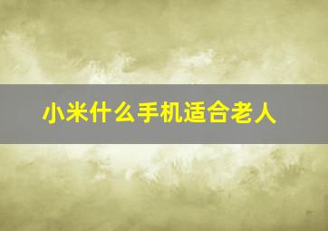 小米什么手机适合老人