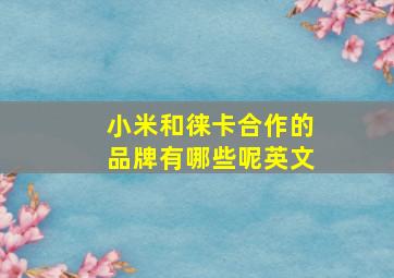 小米和徕卡合作的品牌有哪些呢英文