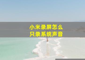 小米录屏怎么只录系统声音