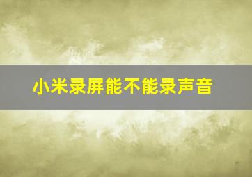 小米录屏能不能录声音