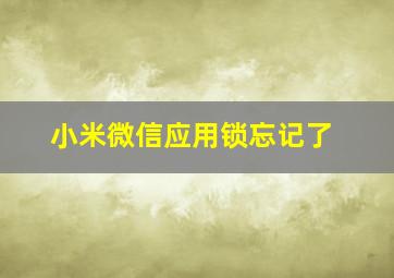 小米微信应用锁忘记了