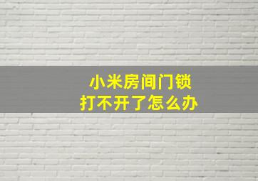 小米房间门锁打不开了怎么办