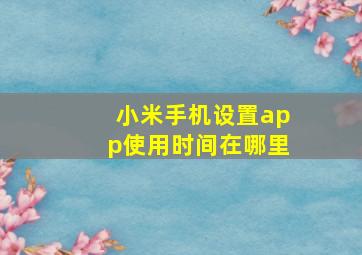 小米手机设置app使用时间在哪里