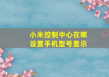 小米控制中心在哪设置手机型号显示