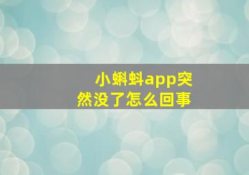 小蝌蚪app突然没了怎么回事