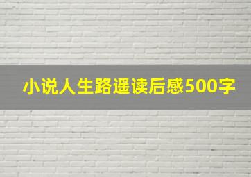 小说人生路遥读后感500字